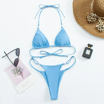 Micro bikini de color liso