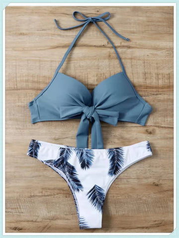 Traje de Baño de 2 Piezas Estampado con Top Halter